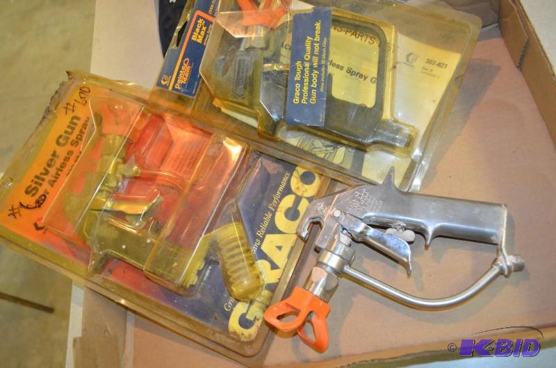 lot 193 image: 3 Airless Spray Guns, 2 in Graco packages...