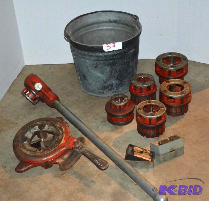 lot 32 image: Universal Ridgid Pipe threaders with assortme...