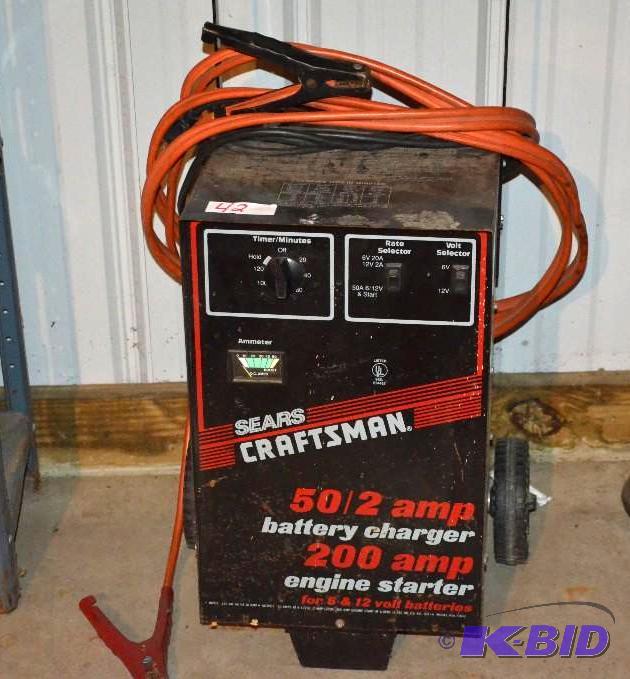 Craftsman 50/2 AMP Battery Charger or 200 AMP... | Oak Park 2 Truck Trailer  Tools Antiques | K-BID