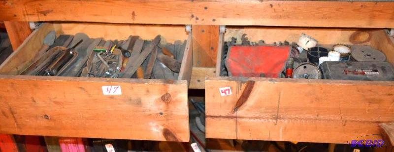 lot 47 image: Contents of 2 drawers   Antique wood handle ...