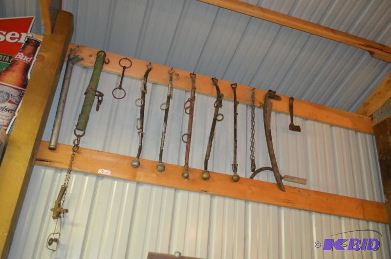 lot 70 image: Antique tools including   5 antique yolks  A...