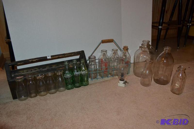 lot 103 image: Vintage Bottles   Vintage 1 gallon glass mil...