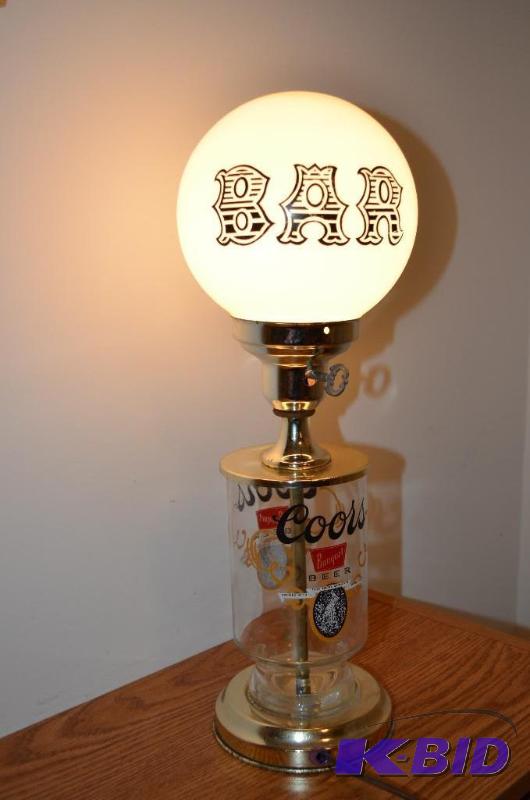 lot 118 image: Vintage Coors&nbspBeer Glass Globe Bar Ligh...