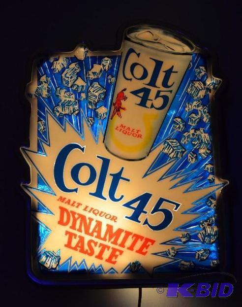 lot 120 image: Vintage Colt 45 Lighted Beer Sign. ...