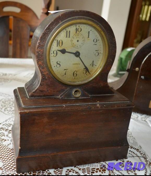 lot 133 image: Antique Dittco Wood Clock Bottom says Eclipse...