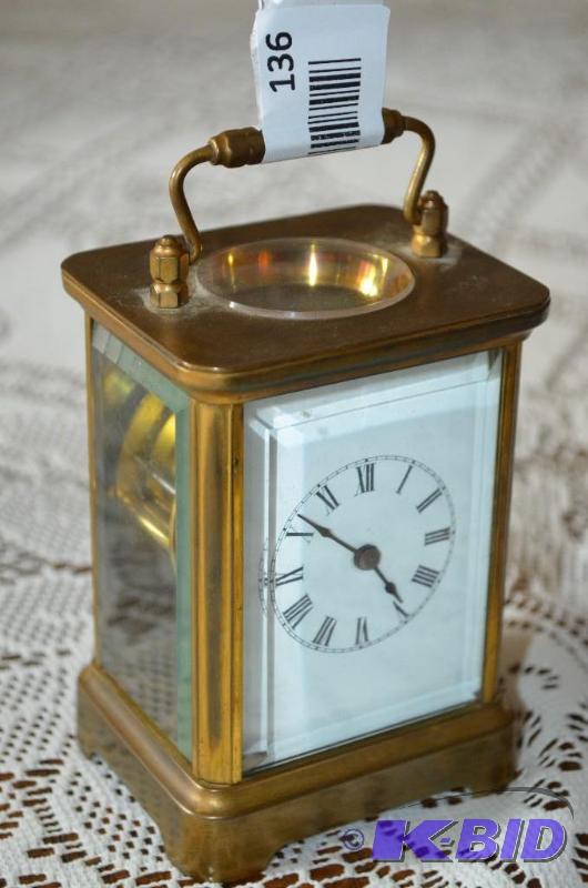 lot 136 image: Antique Glass Waterbury Repeater Carriage Clo...
