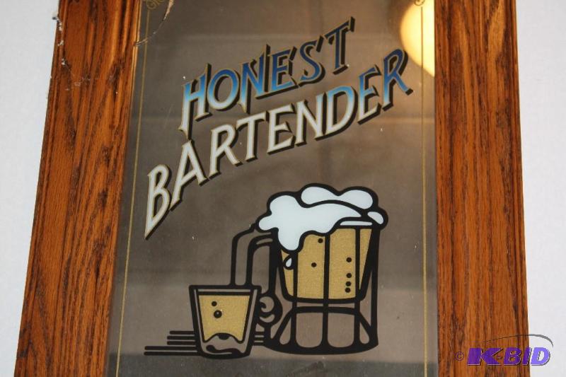 2 Vintage BAR Mirrors Honest Bartender Wanted  Oak 