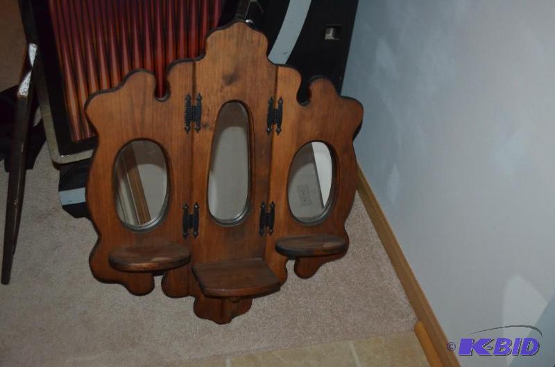 lot 186 image: Retro Wood folding wall mirror...