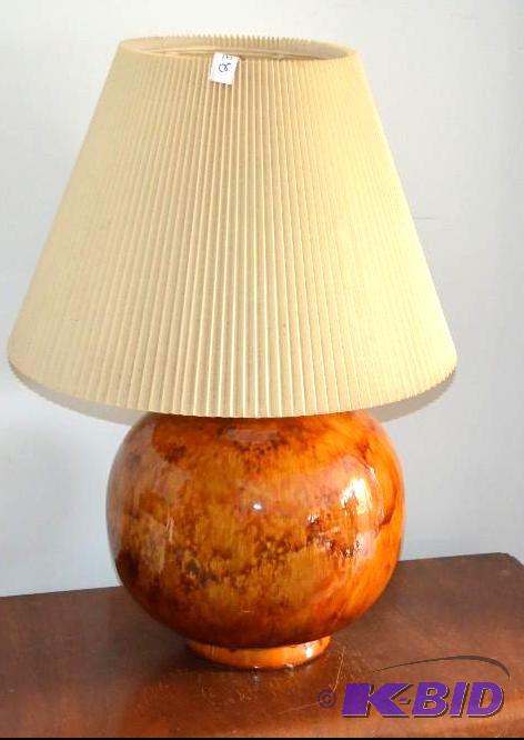 lot 233 image: Table Lamp with base that is round and orange...