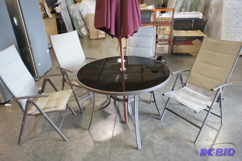 Patio Set with 4 Chairs  Table  Umbrella. T...
