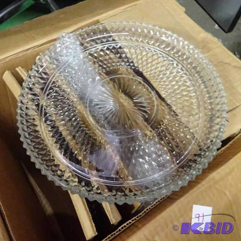 lot 91 image: 12" diamond point hostess plates. Qty 12...