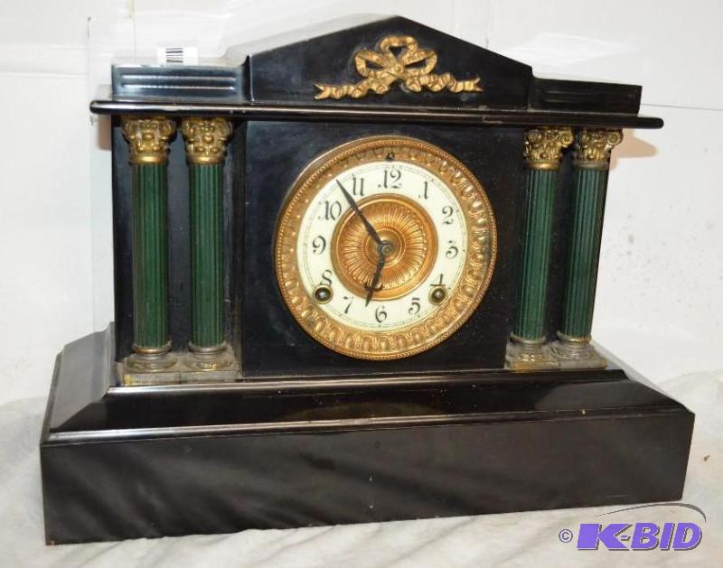 lot 14 image: Antique Ansonia&nbspClock Co.&nbspCast Iron...