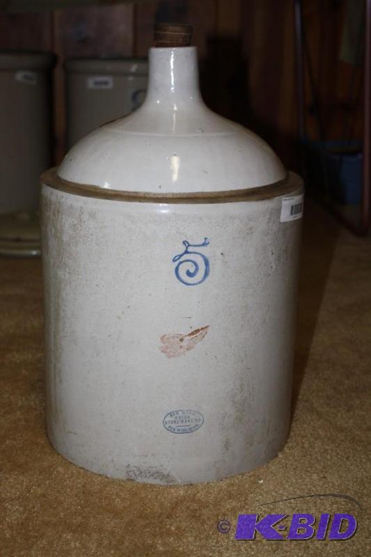 lot 26 image: Redwing 5 gallon shoulder jug with cork marke...