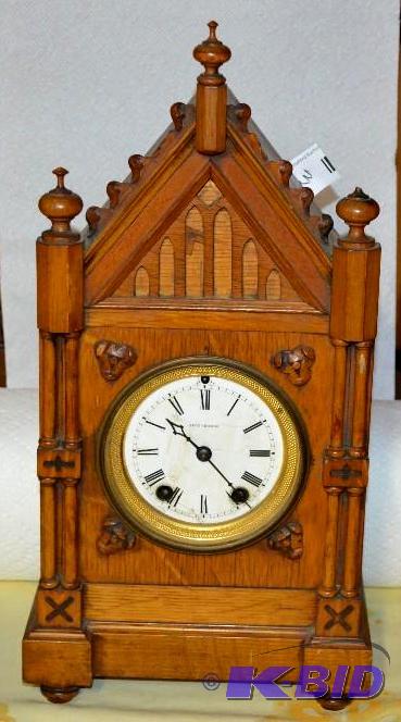 lot 3 image: Seth Thomas Cathedral Style Mantel Clock with...