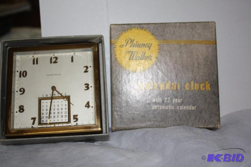 lot 34 image: Phinney Walker Calendar clock with 22 year au...