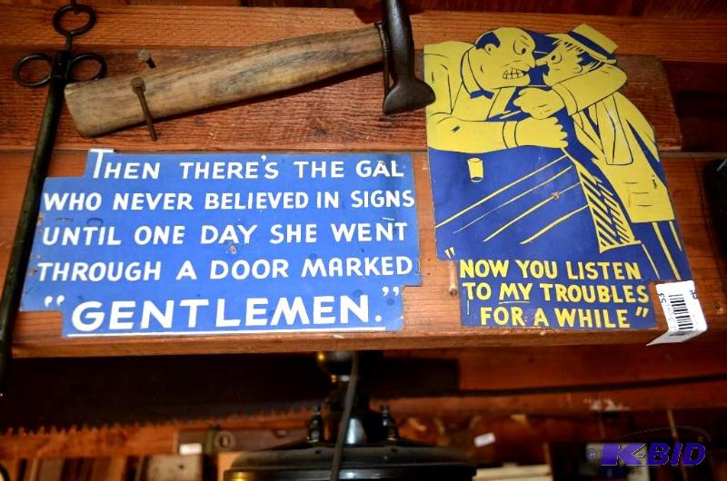 lot 53 image: 2 signs   &quotNow listen to my problems a ...