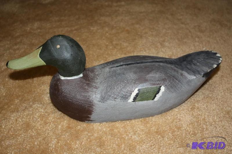 lot 7 image: Antique Mallard Duck Decoy green bill 13 inch...