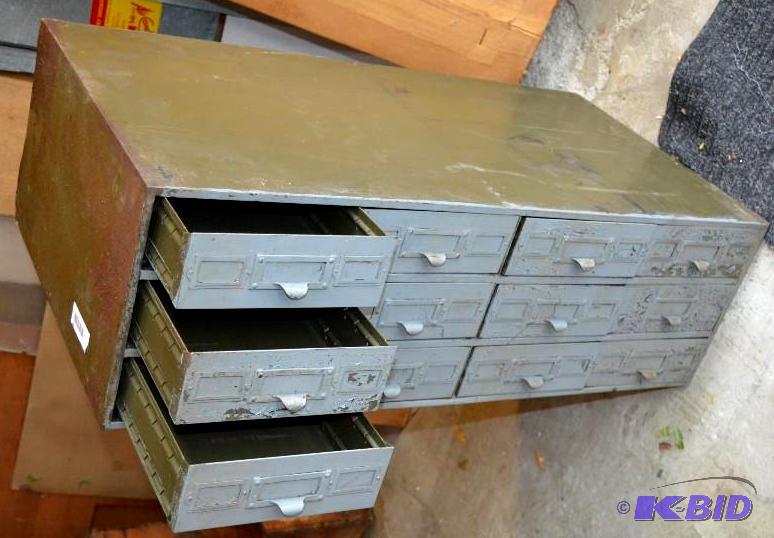 lot 80 image: Old metal drawer storage unit. Heavy so pleas...