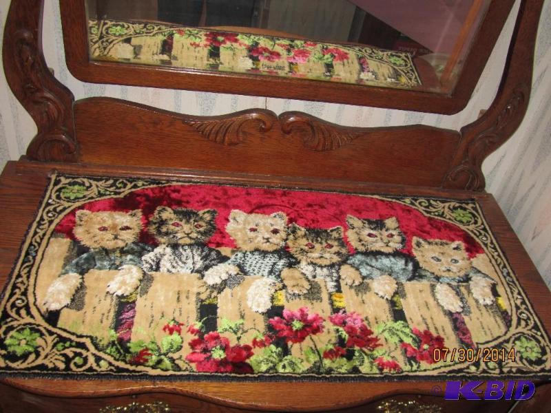 lot 94 image: 1930s -1940 Cat tapestry that sits perfectly...