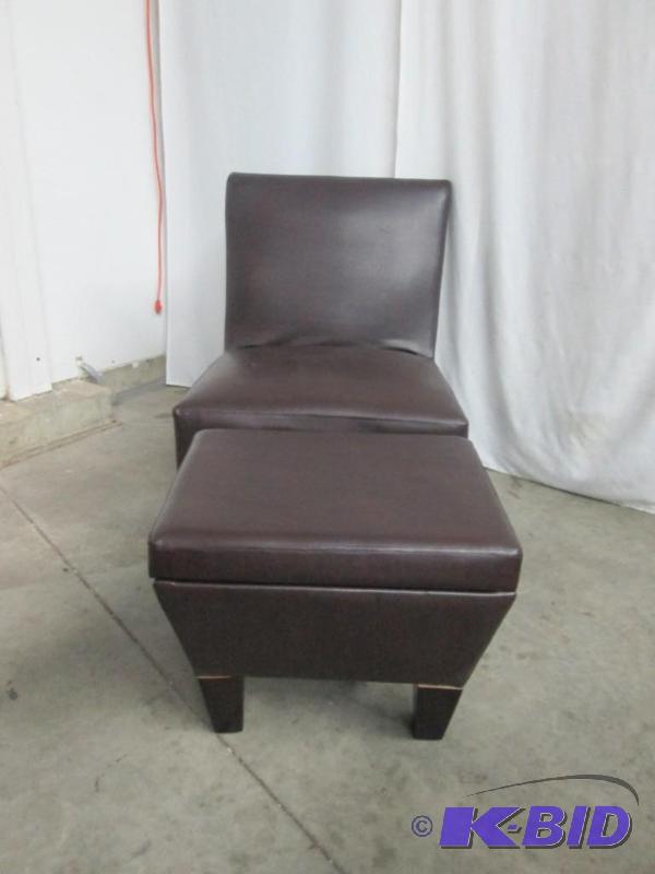 lot 9 image: Alcove Accent Chair w Storage Ottoman