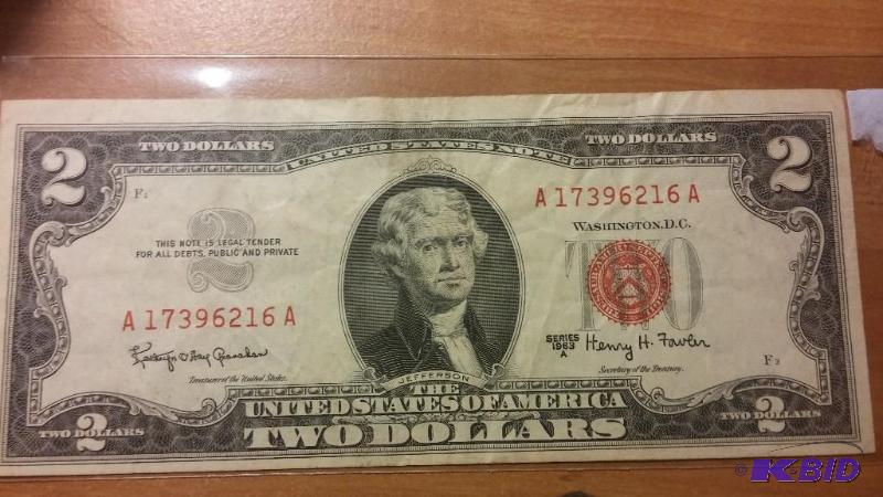 1963 TWO DOLLAR RED SEAL US NOTE...