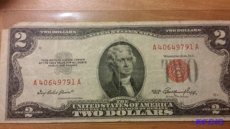 1963 TWO DOLLAR RED SEAL US NOTE...
