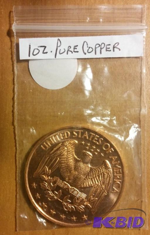 1 OZ COPPER ROUND .999 PURE COPPER...