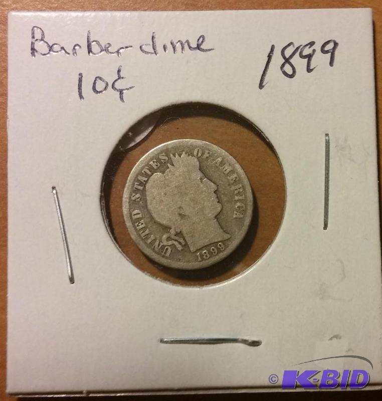 1899 BARBER DIME 90% SILVER...