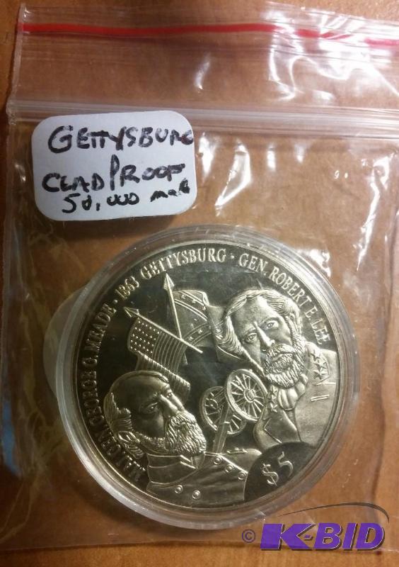 GETTYSBURG COMMERATIVE FIVE DOLLAR LIBERIA PR...