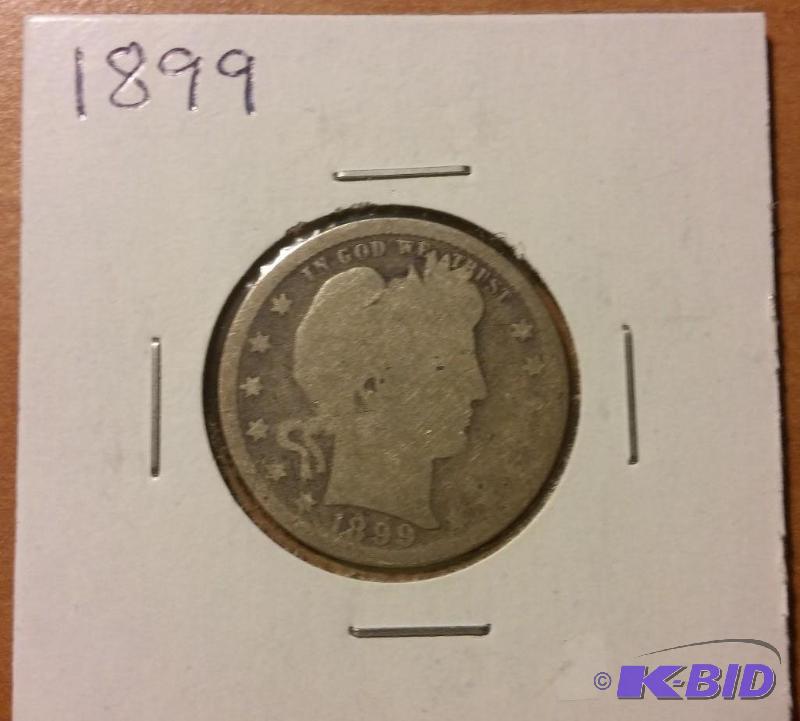 1899 BARBER QUARTER 90% SILVER...