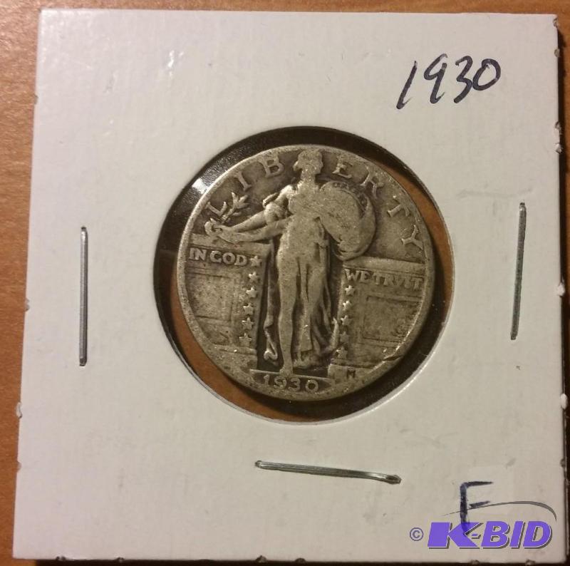 1930 STANDING QUARTER 90% SILVER...