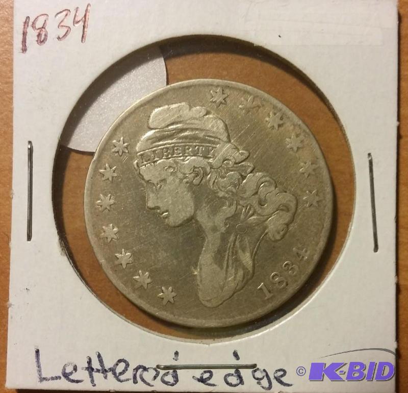 1834 BUST HALF DOLLAR LETTERED EDGE 90% SILVE...