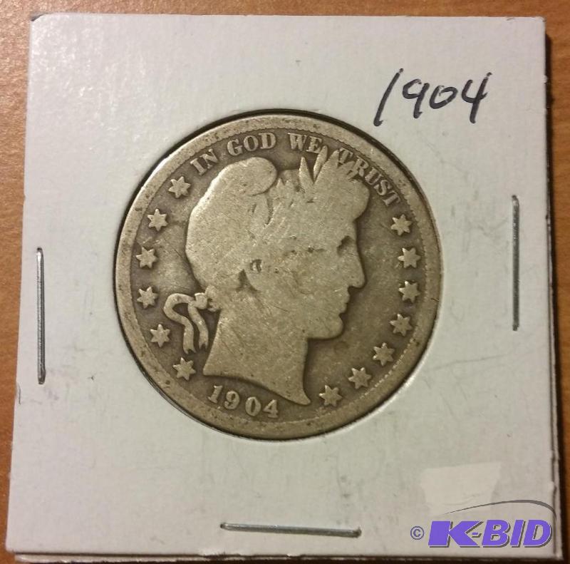 1904 BARBER HALF DOLLAR 90% SILVER...