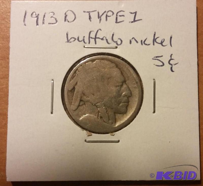 1913-D TYPE ONE BUFFALO NICKEL...
