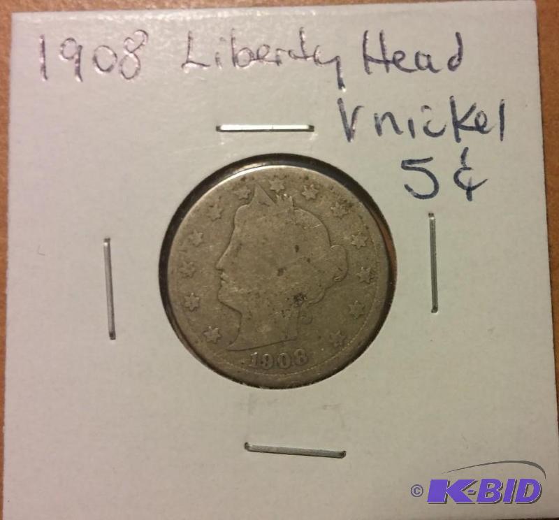 1908 LIBERTY HEAD V NICKEL...