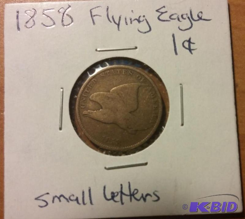 1858 FLYING EAGLE ONE CENT SMALL LETTERS...