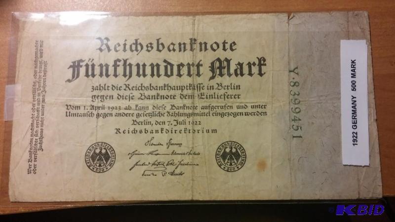1922 GERMANY 500 MARK NOTE...