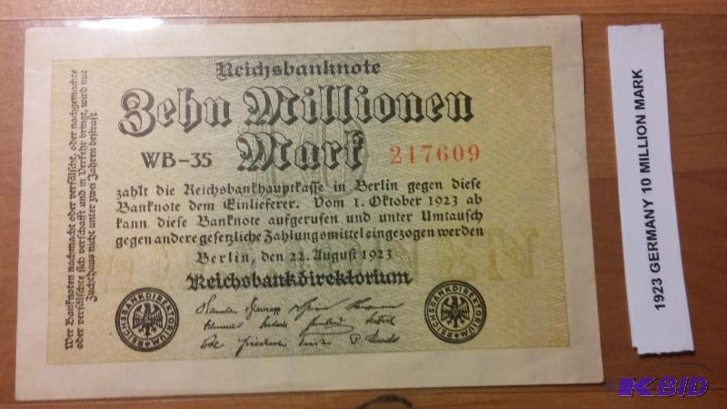 1923 GERMAN 10 MILLION MARK NOTE...