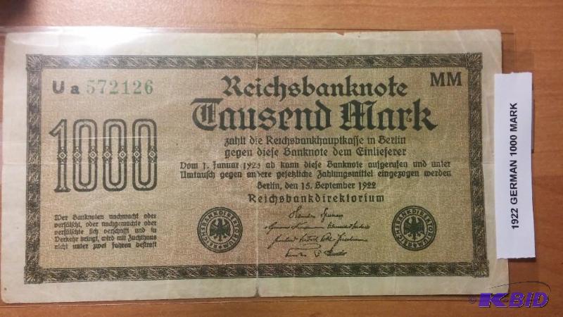 1922 GERMAN 1,000 MARK NOTE...