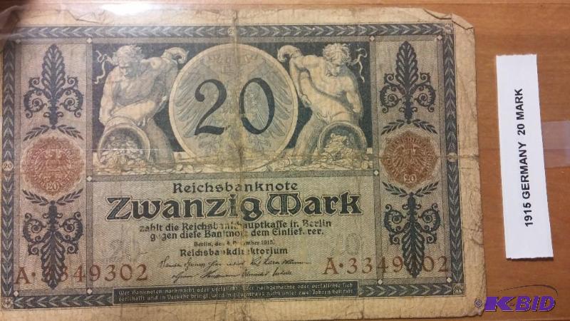 1915 GERMAN 20 MARK NOTE...