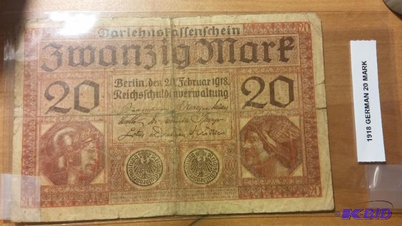 1918 GERMAN 20 MARK NOTE...