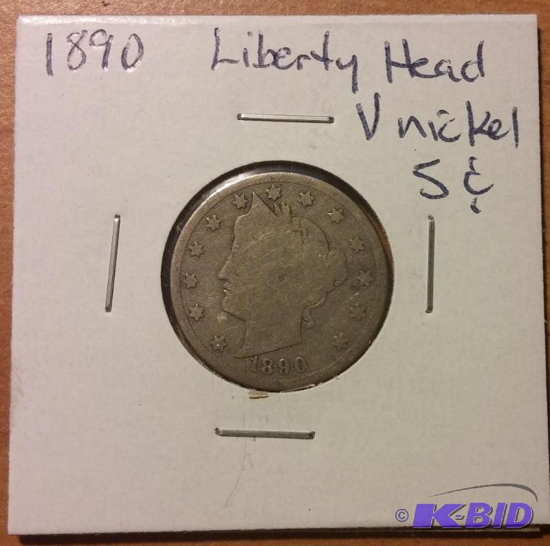 1890 LIBERTY HEAD V NICKEL...