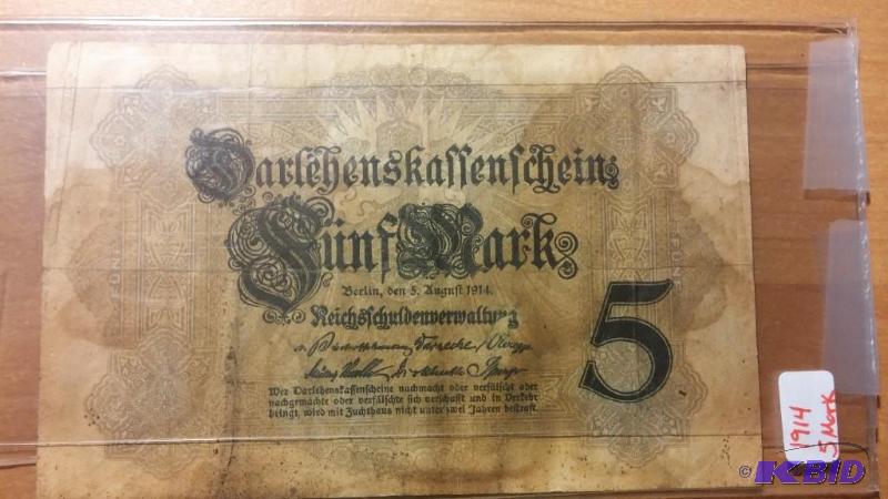 1914 GERMAN 5 MARK NOTE...