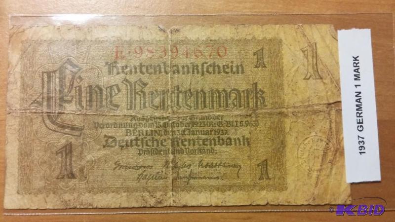 1937 GERMAN ONE MARK NOTE...