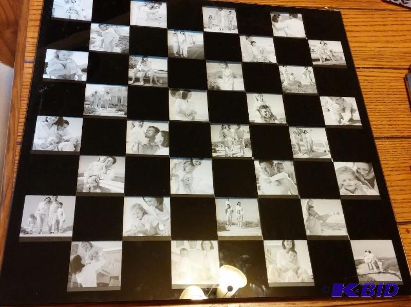 lot 3 image: Photo Glass Chess Set...