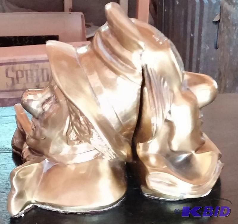HEAVY SOLID BRASS Bookends--Vitntage Clowns...