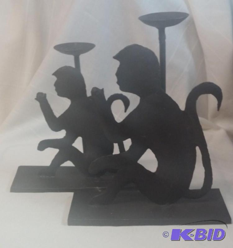 Set of 2 Monkey Cnadle Holders-13&quot and 1...