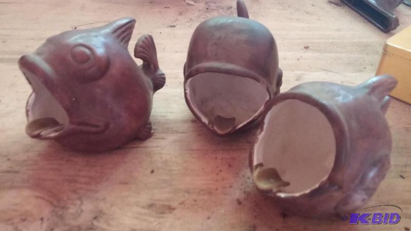 Set of 3 Vintage Fish Ash trays Ceramic...