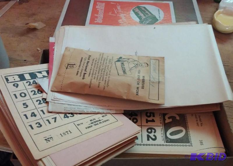 Box of Vintage Bingo Cards in Vintage Chocola...