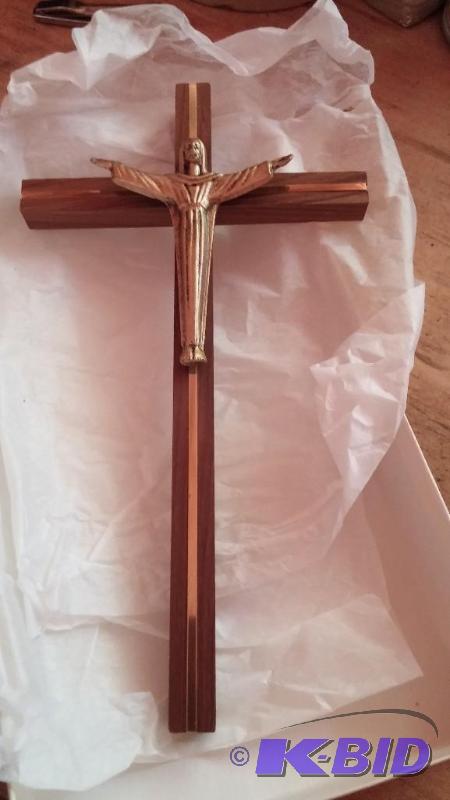 Vintage Jesus on the cross-Wooden and Brass...